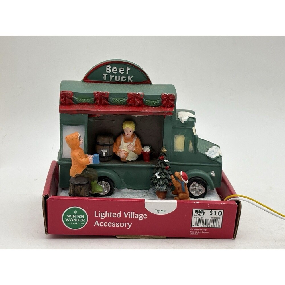 Winter Wonder Lane Beer Truck Lighted Village Accessory Christmas Boxed